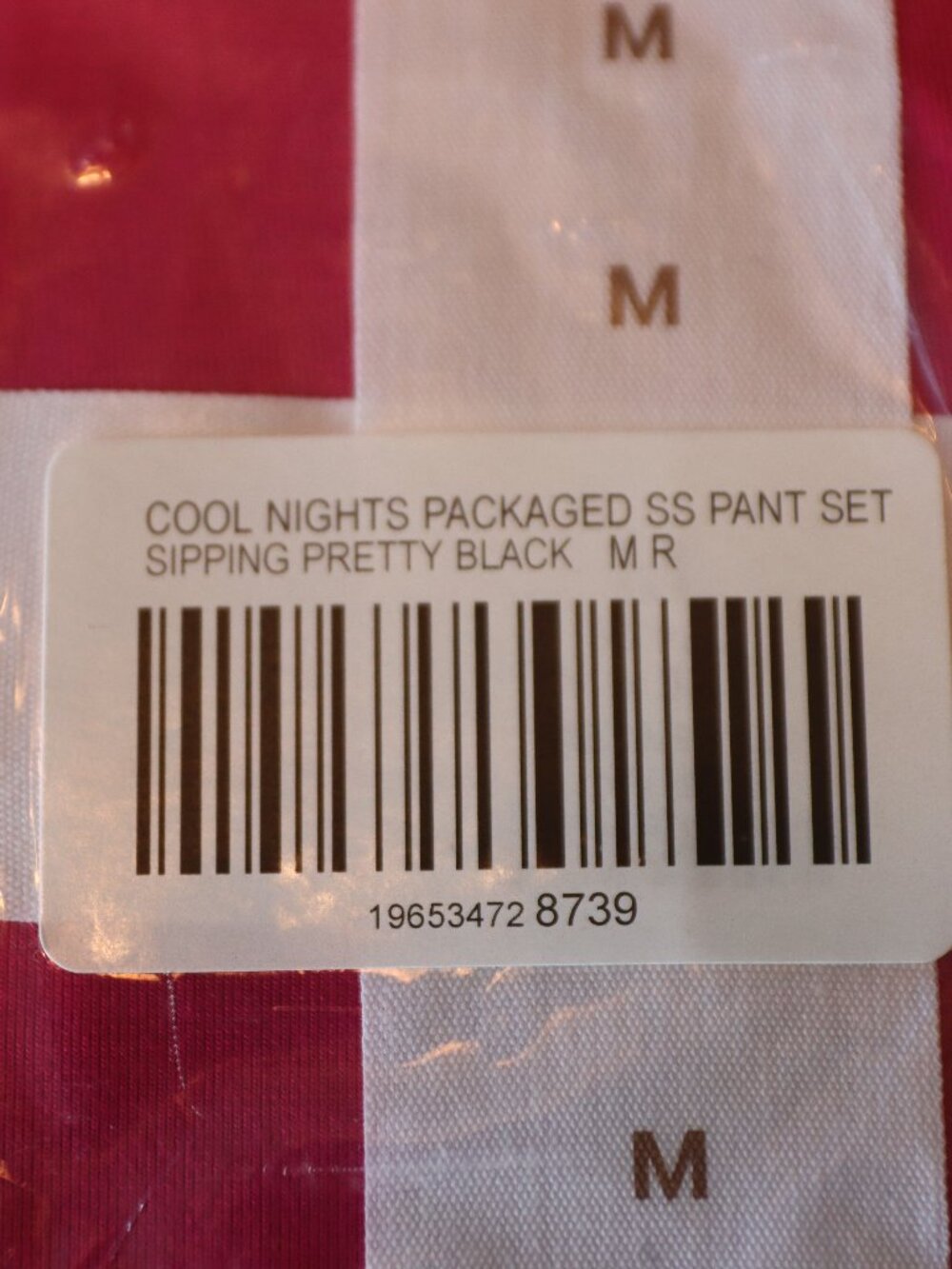 Soma Cool Nights Sleepware Set Red Solid Tee and Sipping Pretty Printed Pant Med - Picture 7 of 7